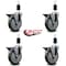 Service Caster 5'' Gray Poly Swivel 1-3/8'' Expanding Stem Caster Set with Brake, 4PK SCC-EX20S514-PPUB-PLB-138-4 - alternate 4